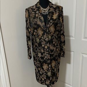 Newport News Black and Gold Floral Blazer